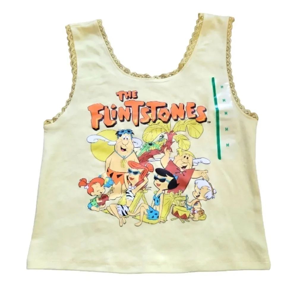 NEW WITH STICKER "THE FLINTSTONES" TANK TOP WITH LACE TRIM SZ. M